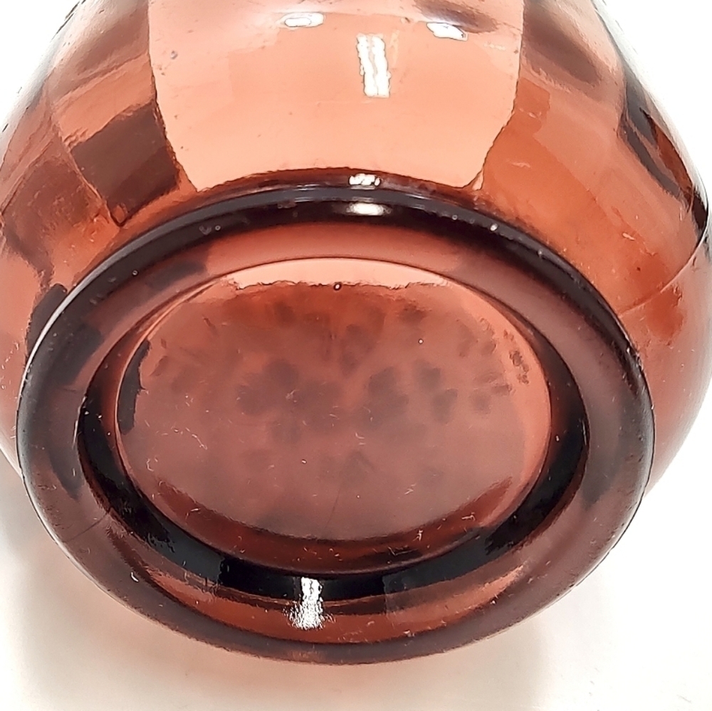 Vintage Amber Glass Serving Set – Hand-Painted Floral Butter Dish, Creamer & Cup - Picture 12 of 15